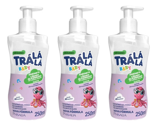 Sabonete Liquido Tra La La Baby 250ml Suave - Kit C/ 3un