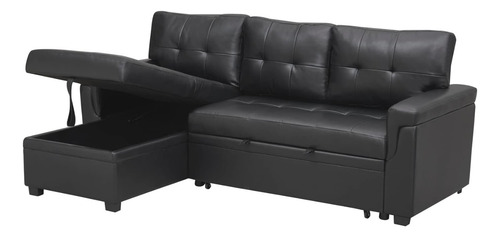 Sofá Modular C/diván De Almacenamiento; Negro; Naomi Home