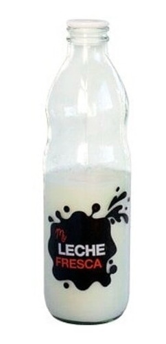 Botella De Vidrio Decorada 1 L Tapa Agua Jugo Leche Bebidas