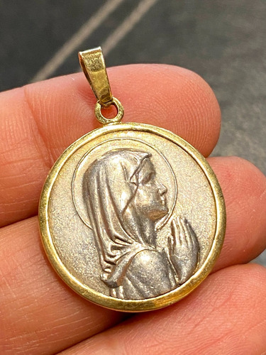Luli  Medalla Plata 925 Oro 18k Virgen Niña Religiosa 21mm