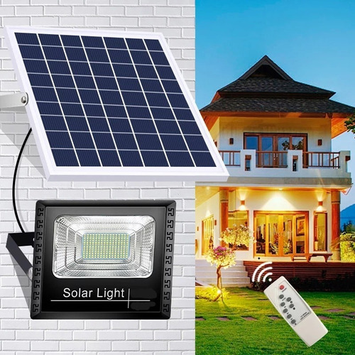 Panel Solar Y Reflector 200w Luz Led Lampara Foco Exteriores