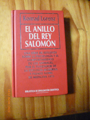 El Anillo Del Rey Salomòn, Konrad Lorenz - Ejemplar Nuevo -