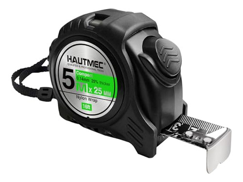 Hautmec 16 Ft (5m) Heavy Duty Autolock Black Tape Measure, S