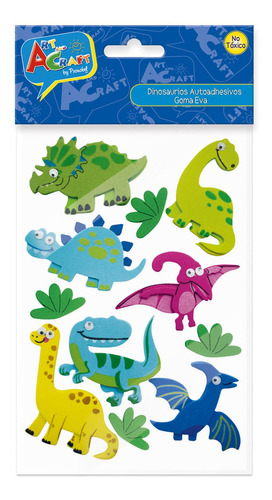 Figura Dinosaurios Goma Eva Adhesivos 7 Pcs Art & Craftt