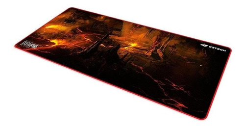 Mouse Pad gamer C3Tech MP-G1100 de tecido e borracha Doom Fire extended 30cm x 70cm x 0.4cm preto/laranja