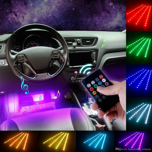 Fita Led Carro Interna 12v Acendedor De Cigarro Rgb Cola 3m