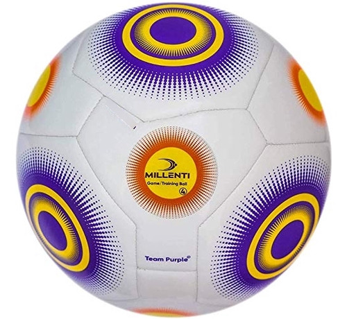 Millenti Team Training Soccer Ball - Tamaño 5 White Purple S