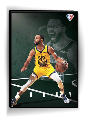 Cuadro Decorativo Nba A0756 State Warriors Stephen Curry Negro