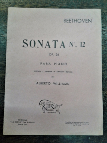 Imagen 1 de 2 de Beethoven * Sonata Nº 12 Op. 26 Piano * Alberto Williams *
