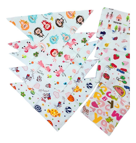 Set De 10 Baberos Para Bebé Tipo Bandana