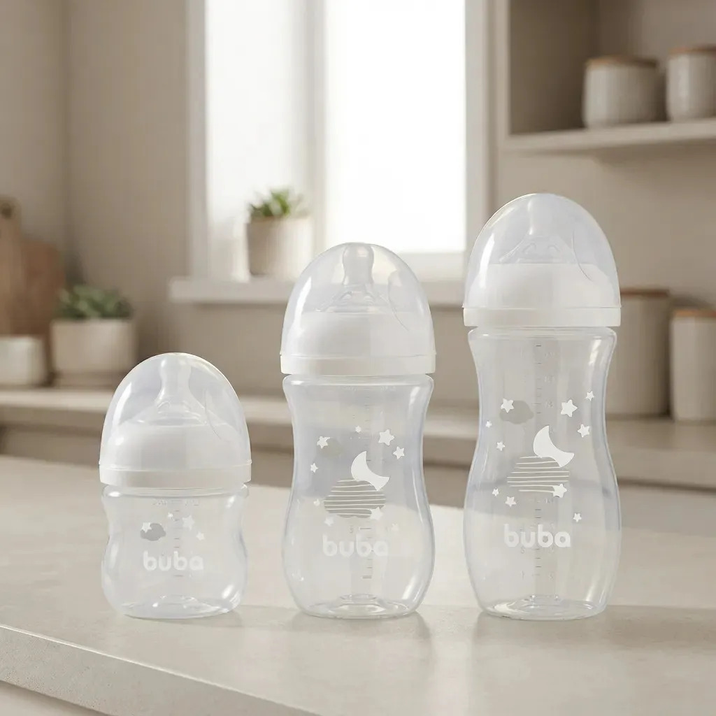 Kit 3 Mamadeiras Easy Flow Buba Anticolica 120/270/330ml 0+m Cor Branco Neutra
