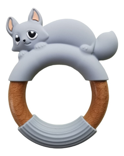 Imagen 1 de 1 de Mordedera De Dentición Nórdica Silicón Y Madera Baby Fox