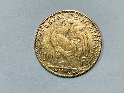Moeda De Ouro - 10 Francos - 1906 - Ouro 0.900 (Usado)