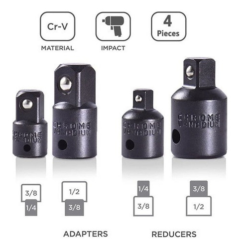 Adaptador 1/4 3/8 1/2 Vasos De Carraca Reductores