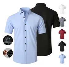 2 Piezas Camisa Slim Fit Manga Corta Para Hombre Casual