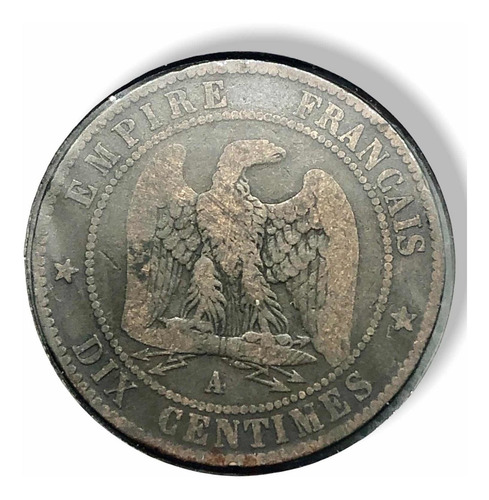 Antigua Moneda Francés 1856 D 10 Cêntimos Cobre Napoleón Iii (Usado)