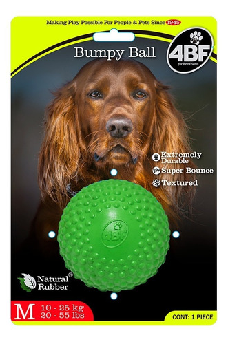 Juguete P/ Perro Pelota De Hule Natural Bumpy Ball Marca 4bf Color Verde