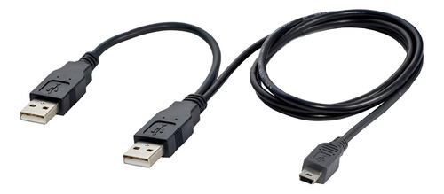 Cable De Alimentación Mini Usb A 2 Usb Para Dispositivos Color Negro