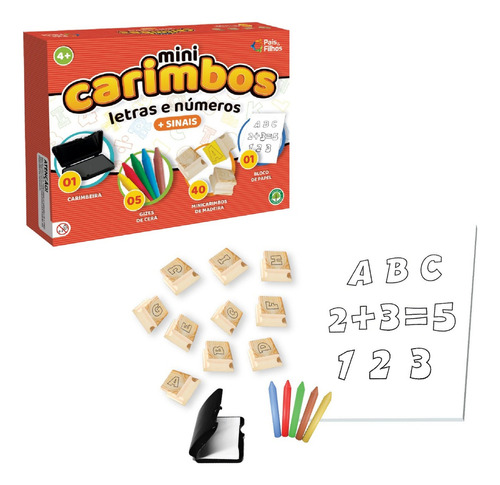 Kit Carimbos Educativo Pedagogico Letras Números E Símbolos Cor do exterior Bege