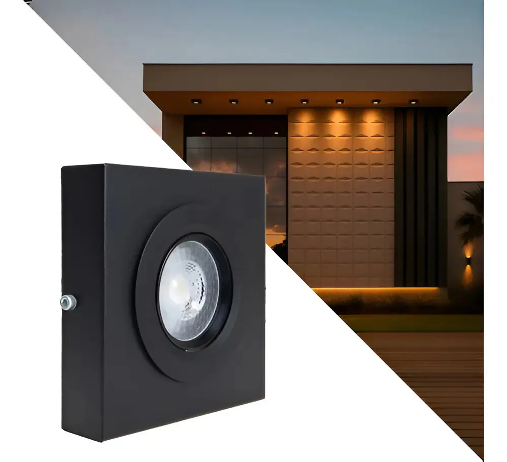 2x Spot Luminária Slim Sobrepor De Teto Beiral Fachada Em Alumínio Led 7w Branco Quente Externo E Interno Starlumen St3250 - Preto