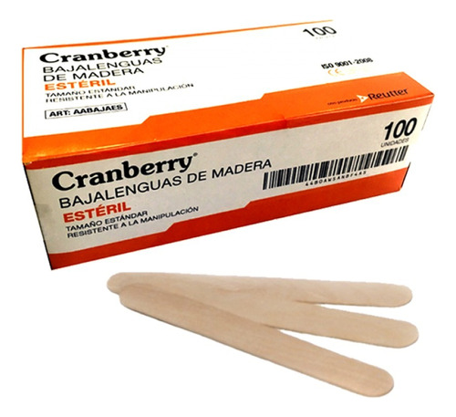 Bajalengua De Madera / Estéril Desechable Cranberry 100 Und