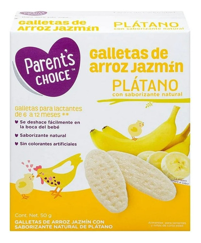 Galletas De Arroz Jazmín Parent's Choice Plátano 50 G Sabor Banana