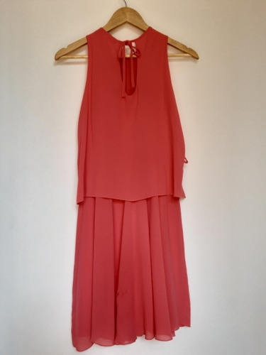 Imagen 6 de 10 de Vestido Italiano Sin Mangas Coral Con Forro Interno, Talla M