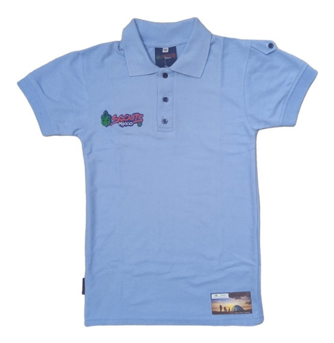 Playera Scout Tipo Polo Azul Oxford Adulto