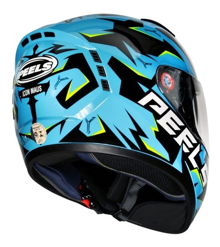 Capacete Peels Icon Maus Azul E Preto Óculos Interno Tribal