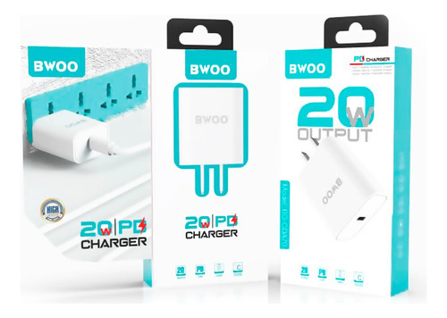 Cargador De Pared Tipo C 20w Bwoo Color Blanco