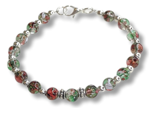 Pulsera De Acero Blanco Y Cristal De Murano