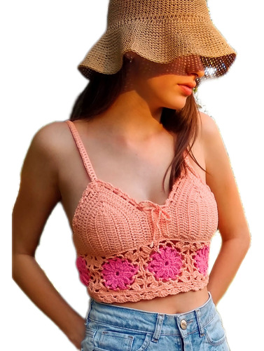 Top Bikini Triangulo Tejido Crochet 