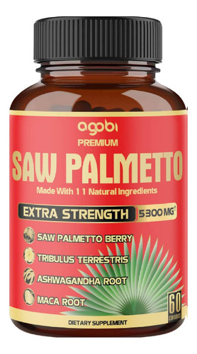 Saw Palmetto Extra Fuerte 5300mg Salud Próstata 60 Americano Sabor Sin Sabor