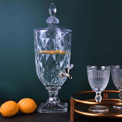 Suqueira De Cristal Transparente Com Torneira 3 Litros