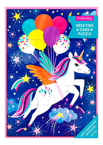 Unicorn Party Greeting Card Rompecabezas 12 Piezas/ Nuevo