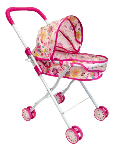 Coche Cochecito De Paseo Para Muñecas Color Rosa