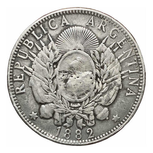 Moneda 1 Peso Patacón Argentina 1882 Cj 13.1.3 2 Separado