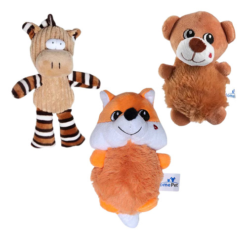 Mordedor Brinquedo Pet Pelucia Kit C/3unid Com Apito Homepet
