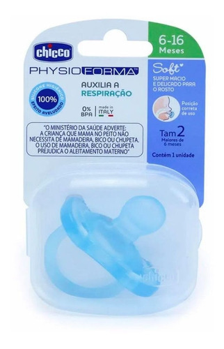 Chupeta Physioforma Soft Silicone Azul Tam 2 (6-16m) Chicco