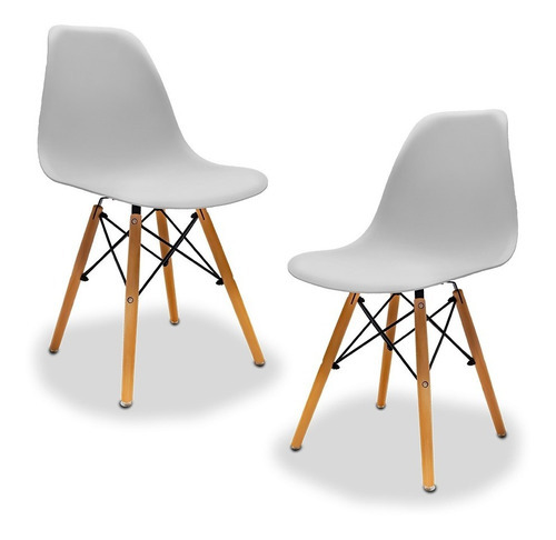 Set De 2 Sillas Tipo Eames Minimalistas Colores Stay Elit Color de la estructura de la silla Madera Color del asiento Gris