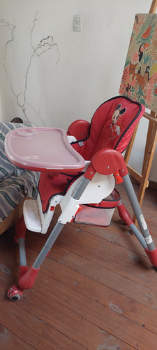 Silla De Comer Disney Unisex Con Rueditas 3 Posiciones Sillita De Comer Roja (Usado)