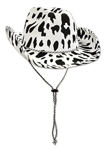 Beistle 60830 Cow Print Sombrero De Vaquero Whiteblack