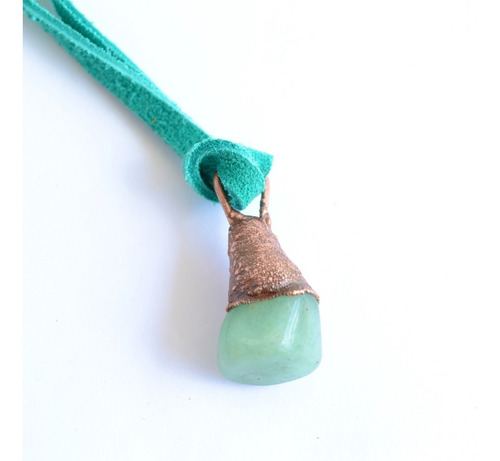 Imagen 1 de 4 de Collar De Amazonita, Piedra Virgo, Engarzada En Cobre