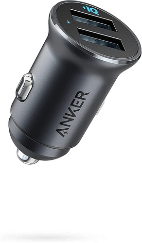 Cargador P/ Coche Anker, De Aluminio, Dual Usb, Con Luz, 24w