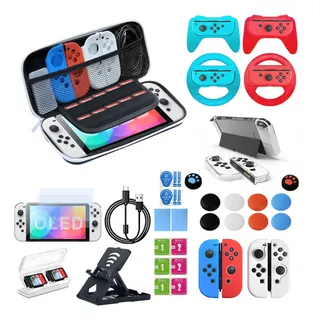 Kit De 34 Accesorios Funda Para Nintendo Switch Oled Estuche