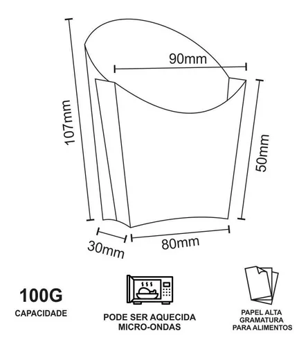 EMBALAGEM PARA BATATA FRITA TRADICIONAL BLACK GOURMET - 50 UNIDADES