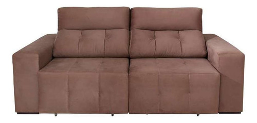Sofá 3 Lugares Retrátil E Reclinável Roma Suede Marrom