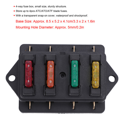 Caja Portafusibles De 4 Vías A Prueba De Agua Con 4 Fusibles
