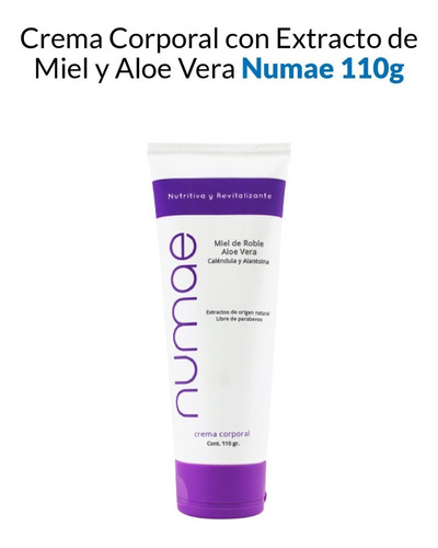 Crema Corporal Con Extracto De Miel Y Aloe Vera - Numae 110g