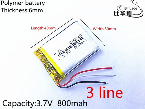 Bateria Gps Foston Fs 463 Dt 800 Mah 3,7v Com 3 Fios